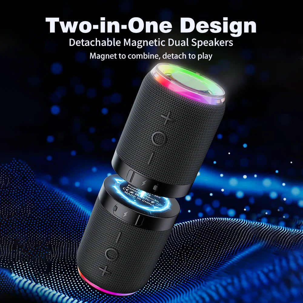 SplitSound™ Bluetooth Speaker 🔊✨ — Magnetic 2-in-1 Stereo Power