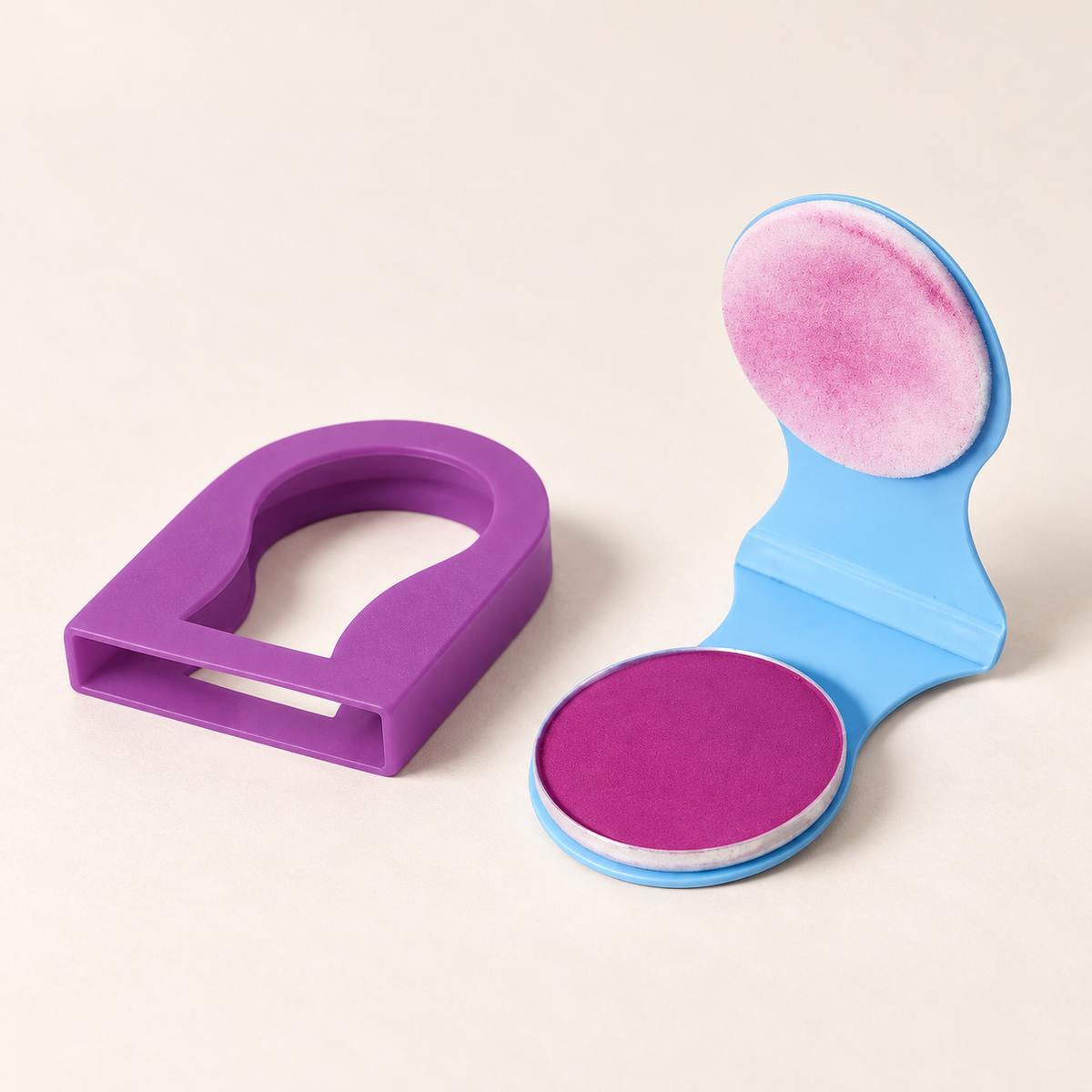 ColorSwipe purple hair chalk applicator with matching cover on an ivory background
