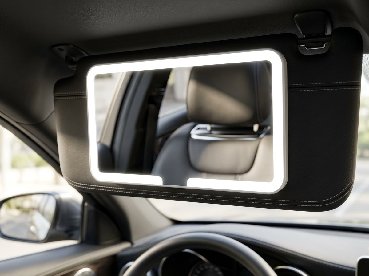 GlowVisor LED car visor makeup mirror